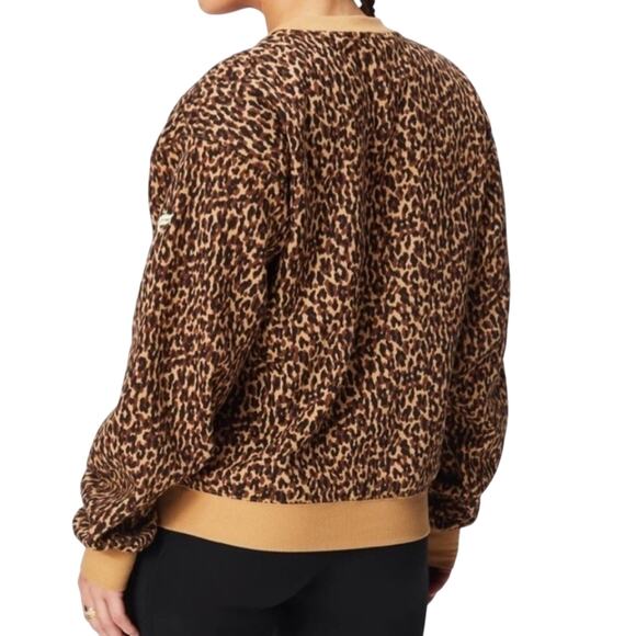 Fabletics Cheetah Crewneck Pullover Women’s Sz Small Cropped Soft Fleece Animal - Picture 2 of 10